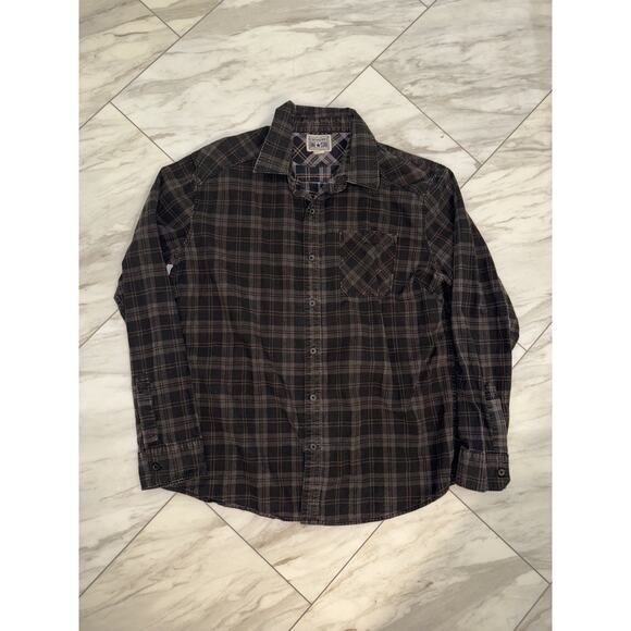 Converse One Star Flannel Shirt Men’s Size Large Plaid Gray Long Sleeve Cotton - Picture 1 of 4